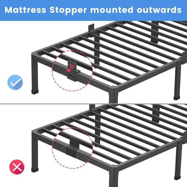 Alt view image 7 of 7 - MAF 12 Inch Queen Metal Platform Bed Frame with Round Corner Legs | Mattress Baffle, 3000 LBS Heavy Duty Steel Slat Support, Noise Free, No Box Spring Needed, Easy Assembly, 10.4" Storage Space