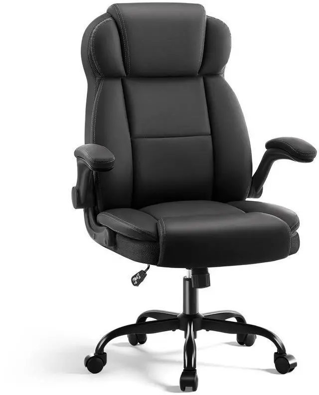 Main image of AreShark Ergonomic Office Chair with High Back Headrest,PU Leather Executive Desk Chair Padded Flip-Up Armrests,Lumbar Support,Swivel Computer Chair for Home Office & Gaming,Black