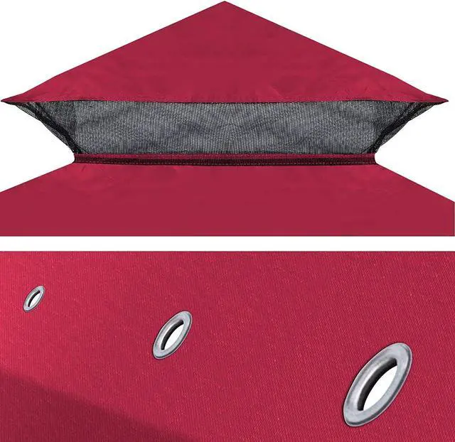 Alt view image 7 of 7 - YardGrow 10x10 FT Gazebo Replacement Canopy Top Cover 2-Tiered Upgraded Patio Sunshade UV Protection, Canopy Cover ONLY (Burgundy)