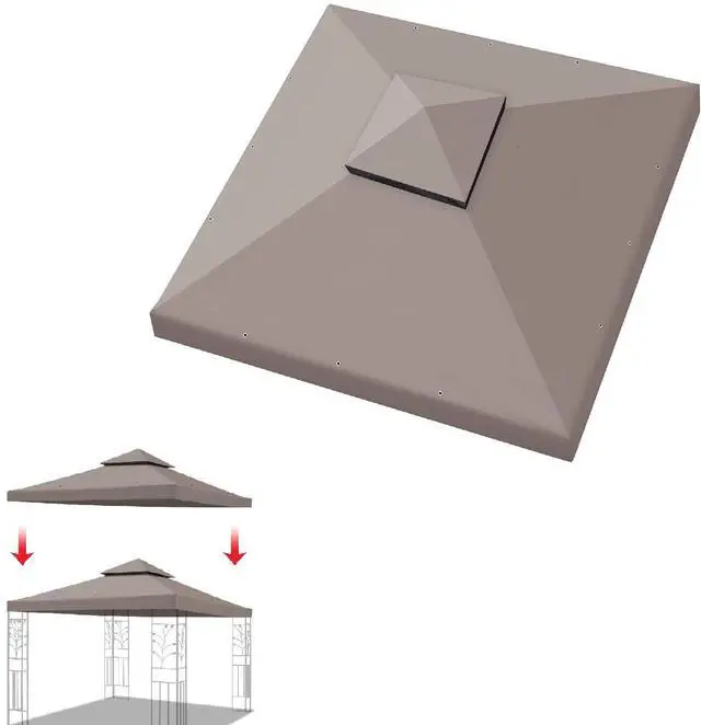 Main image of YardGrow 10x10 FT Gazebo Replacement Canopy Top Cover 2-Tiered Upgraded Patio Sunshade UV Protection, Canopy Cover ONLY (Taupe)
