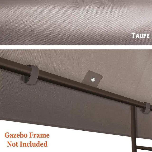 Alt view image 6 of 7 - YardGrow 10x10 FT Gazebo Replacement Canopy Top Cover 2-Tiered Upgraded Patio Sunshade UV Protection, Canopy Cover ONLY (Taupe)