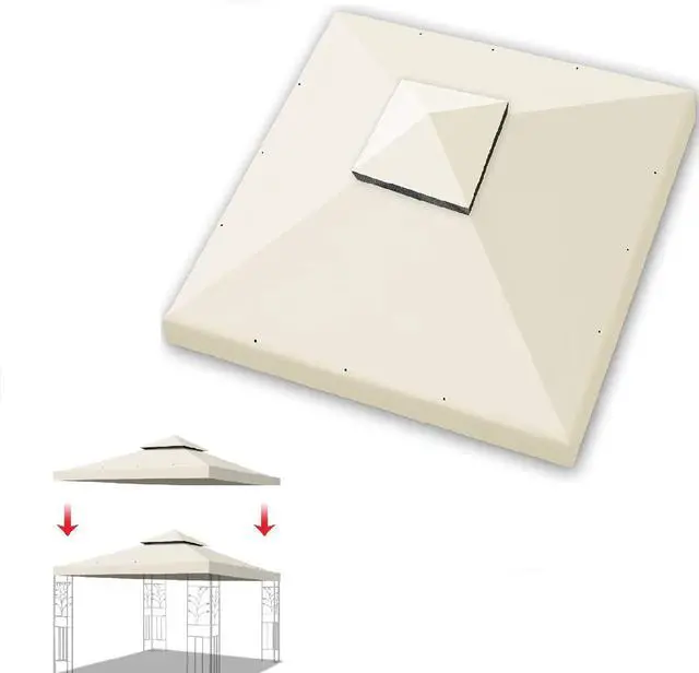 Main image of YardGrow 10x10 FT Gazebo Replacement Canopy Top Cover 2-Tiered Upgraded Patio Sunshade UV Protection, Canopy Cover ONLY (Ecru)