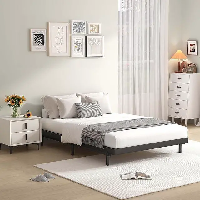 Alt view image 6 of 7 - MAF 2 Inch Twin XL Box Spring with Round Corner Bunkie Board with Wood Slat | Low Profile, Bed Slat Replacement, 3500 lbs Black Heavy Duty Bed Base, Metal Mattress Protection Foundation, Easy Assembly