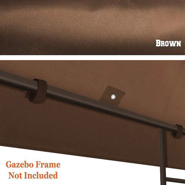Alt view image 5 of 7 - YardGrow 10x10 FT Gazebo Replacement Canopy Top Cover 2-Tiered Upgraded Patio Sunshade UV Protection, Canopy Cover ONLY (Brown)