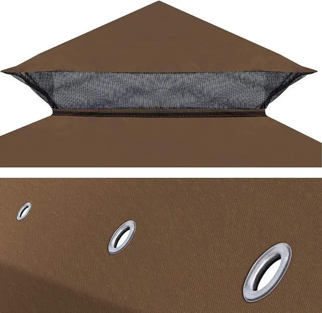 Alt view image 7 of 7 - YardGrow 10x10 FT Gazebo Replacement Canopy Top Cover 2-Tiered Upgraded Patio Sunshade UV Protection, Canopy Cover ONLY (Brown)