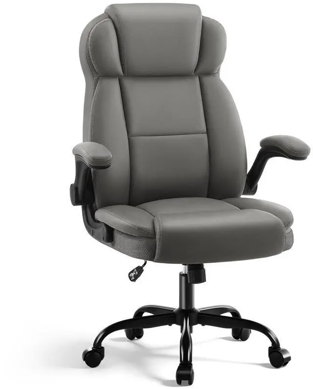 Main image of AreShark Ergonomic Office Chair with High Back Headrest,PU Leather Executive Desk Chair Padded Flip-Up Armrests,Lumbar Support,Swivel Computer Chair for Home Office & Gaming,Gray