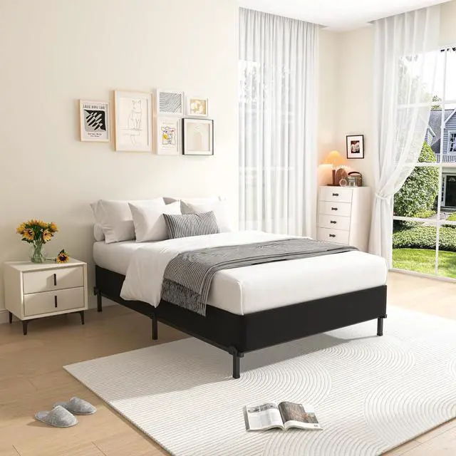 Alt view image 2 of 7 - MAF 10 Inch Twin Box Spring High Profile Metal Bed Base with Fabric Cover | 3500 lbs Black Heavy Duty Support, Round Corner Design, Metal Mattress Foundation, No Squeaky, Easy Assembly, Noise Free