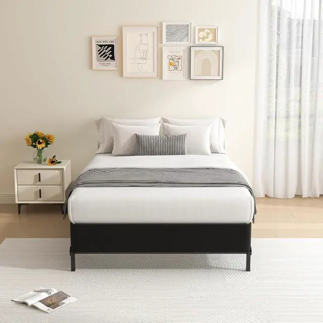 Alt view image 6 of 7 - MAF 10 Inch Twin Box Spring High Profile Metal Bed Base with Fabric Cover | 3500 lbs Black Heavy Duty Support, Round Corner Design, Metal Mattress Foundation, No Squeaky, Easy Assembly, Noise Free