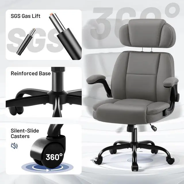 Alt view image 6 of 7 - AreShark Ergonomic Office Chair with Adjustable Headrest