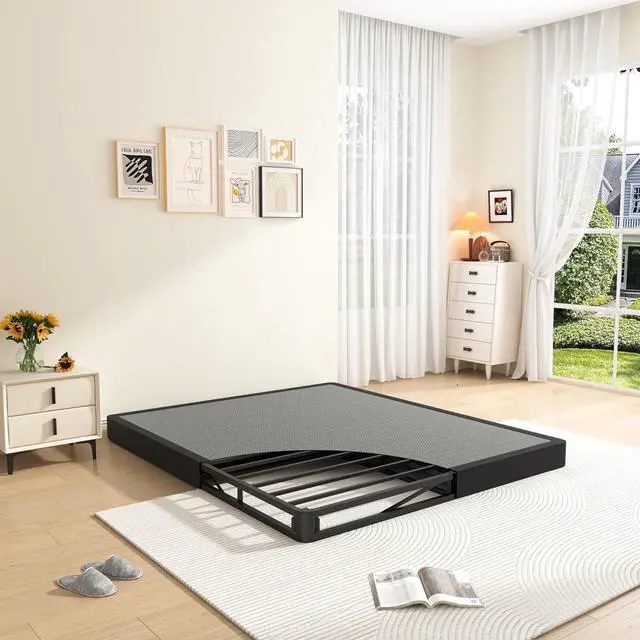 Main image of MAF 5 Inch Cal King Size Box Spring Low Profile Metal Bed Base with Cover | 3500 lbs Black Heavy Duty Support, Round Corner Design, Metal Mattress Foundation, No Squeaky, Easy Assembly, Noise Free