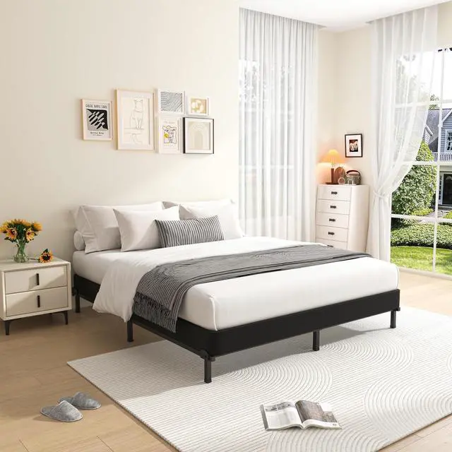 Alt view image 2 of 7 - MAF 5 Inch Cal King Size Box Spring Low Profile Metal Bed Base with Cover | 3500 lbs Black Heavy Duty Support, Round Corner Design, Metal Mattress Foundation, No Squeaky, Easy Assembly, Noise Free