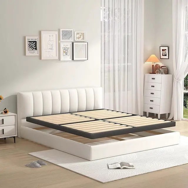 Main image of MAF Cal King Size Box Spring 2 Inch with Round Corners and Wooden Slats | Low Profile Bunkie Board, Bed Slat Replacement, 3500 lbs Black Heavy Duty Metal Mattress Protection Foundation, Easy Assembly