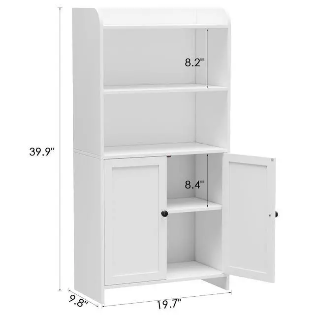 Alt view image 2 of 7 - Homhedy Small Bathroom Storage Cabinet, Toilet Paper Storage Cabinet | Bathroom Floor Cabinet with Doors and Shelves, Bathroom Organizers for Small Spaces, 9.8" D x 19.7" W x 39.9" H, White