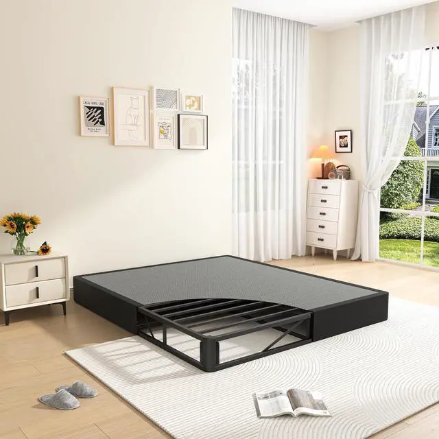 Main image of MAF Cal King Size Box Spring 7 Inch High Profile Metal Bed Base with Cover | 3500 lbs Black Heavy Duty Support, Round Corner Design, Metal Mattress Foundation, No Squeaky, Easy Assembly, Noise Free