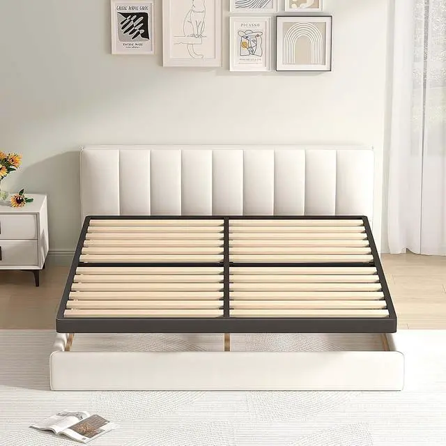 Alt view image 7 of 7 - MAF Cal King Size Box Spring 2 Inch with Round Corners and Wooden Slats | Low Profile Bunkie Board, Bed Slat Replacement, 3500 lbs Black Heavy Duty Metal Mattress Protection Foundation, Easy Assembly