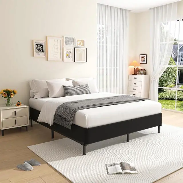 Alt view image 3 of 7 - MAF Cal King Size Box Spring 7 Inch High Profile Metal Bed Base with Cover | 3500 lbs Black Heavy Duty Support, Round Corner Design, Metal Mattress Foundation, No Squeaky, Easy Assembly, Noise Free