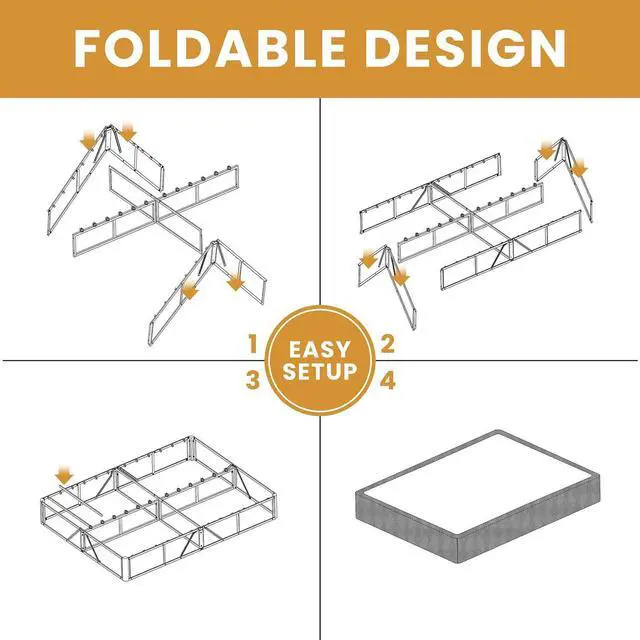 Alt view image 5 of 7 - MAF Cal King Size Box Spring 7 Inch High Profile Metal Bed Base with Cover | 3500 lbs Black Heavy Duty Support, Round Corner Design, Metal Mattress Foundation, No Squeaky, Easy Assembly, Noise Free
