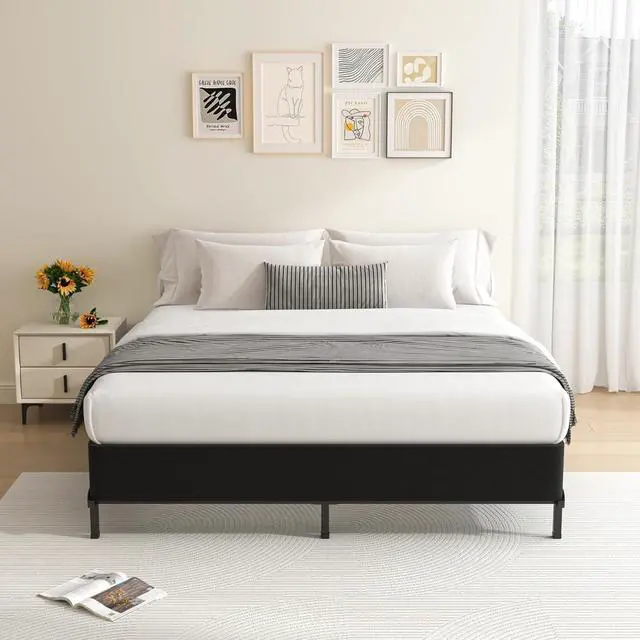 Alt view image 6 of 7 - MAF Cal King Size Box Spring 7 Inch High Profile Metal Bed Base with Cover | 3500 lbs Black Heavy Duty Support, Round Corner Design, Metal Mattress Foundation, No Squeaky, Easy Assembly, Noise Free