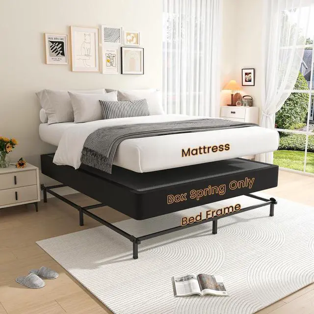 Alt view image 6 of 7 - MAF King Box Spring 10 Inch High Profile Metal Bed Base with Fabric Cover | 3500 lbs Black Heavy Duty Support, Round Corner Design, Metal Mattress Foundation, No Squeaky, Easy Assembly, Noise Free