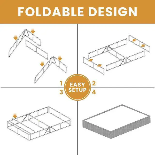 Alt view image 5 of 7 - MAF 10 Inch Twin Box Spring High Profile Metal Bed Base with Fabric Cover | 3500 lbs Black Heavy Duty Support, Round Corner Design, Metal Mattress Foundation, No Squeaky, Easy Assembly, Noise Free