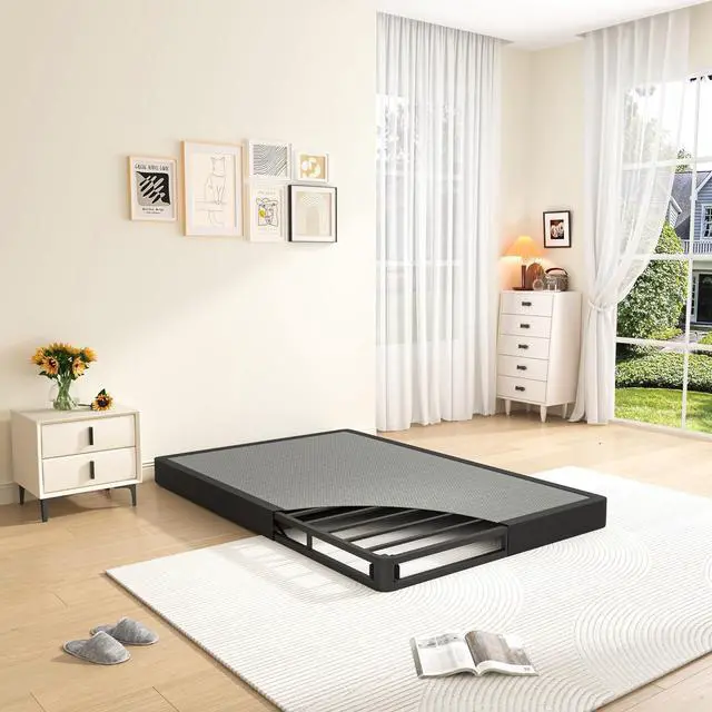 Main image of MAF 5 Inch Twin Box Spring Low Profile Metal Bed Base with BoxSpring Cover | 3500 lbs Black Heavy Duty Support, Round Corner Design, Metal Mattress Foundation, No Squeaky, Easy Assembly, Noise Free