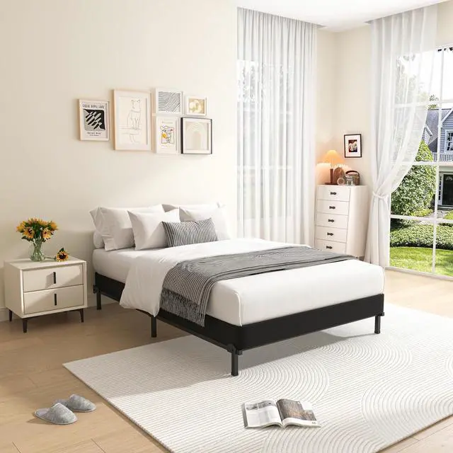 Alt view image 2 of 7 - MAF 5 Inch Twin Box Spring Low Profile Metal Bed Base with BoxSpring Cover | 3500 lbs Black Heavy Duty Support, Round Corner Design, Metal Mattress Foundation, No Squeaky, Easy Assembly, Noise Free
