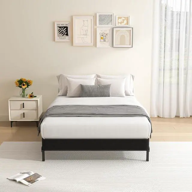 Alt view image 6 of 7 - MAF 5 Inch Twin Box Spring Low Profile Metal Bed Base with BoxSpring Cover | 3500 lbs Black Heavy Duty Support, Round Corner Design, Metal Mattress Foundation, No Squeaky, Easy Assembly, Noise Free