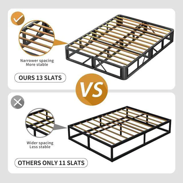 Alt view image 7 of 7 - MAF Cal King Size Box Spring 7 Inch High Profile Metal Bed Base with Cover | 3500 lbs Black Heavy Duty Support, Round Corner Design, Metal Mattress Foundation, No Squeaky, Easy Assembly, Noise Free