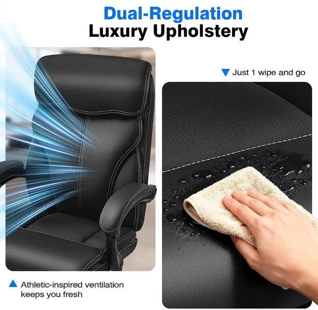 Alt view image 7 of 7 - AreShark Office Chair - Ergonomic Comfortable High Back Computer Desk Chair with Foot Rest - Executive Breathable Swivel Rolling Reclining Leather Chair with Lumbar Support for Home Gaming Relaxing