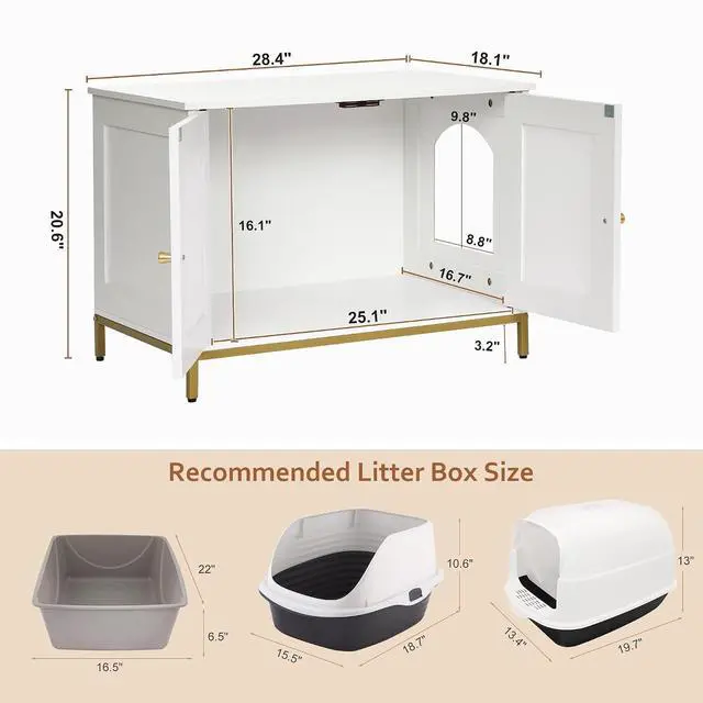 Alt view image 5 of 7 - Homhedy Cat Litter Box Enclosure with Barn Door and Modern Style Cat Litter Box Enclosure