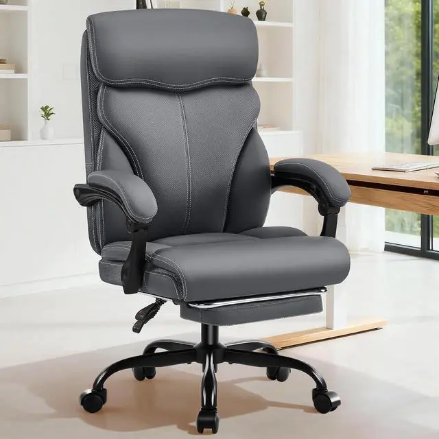 Main image of AreShark Office Chair - Ergonomic Comfortable High Back Computer Desk Chair with Foot Rest - Executive Breathable Swivel Rolling Reclining Leather Chair with Lumbar Support for Home Gaming Relaxing