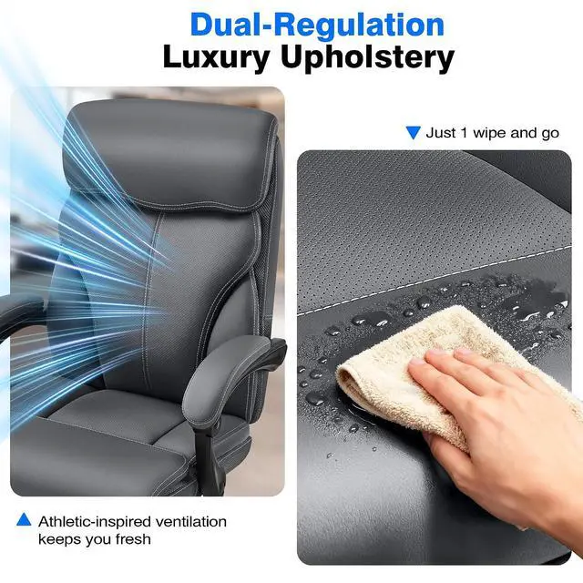 Alt view image 7 of 7 - AreShark Office Chair - Ergonomic Comfortable High Back Computer Desk Chair with Foot Rest - Executive Breathable Swivel Rolling Reclining Leather Chair with Lumbar Support for Home Gaming Relaxing