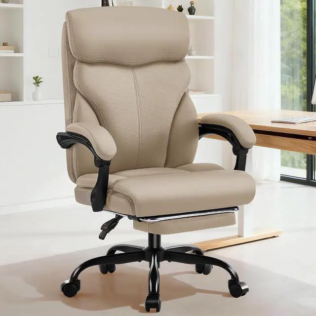 Main image of AreShark Office Chair - Ergonomic Comfortable High Back Computer Desk Chair with Foot Rest - Executive Breathable Swivel Rolling Reclining Leather Chair with Lumbar Support for Home Gaming Relaxing