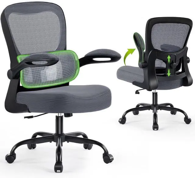 Main image of AreShark Office Chair Ergonomic Desk Chairs with Adjustable Lumbar Support& Headrest Hanger, High Back Breathable Mesh Chair with Wheels, Rolling Swivel Comfy Task Computer Chair for Home Work Gaming