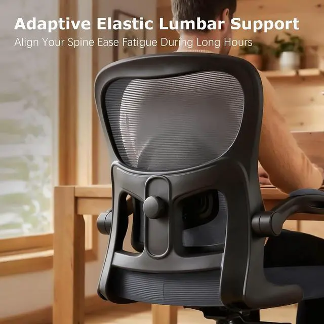 Alt view image 5 of 7 - AreShark Office Chair Ergonomic Desk Chairs with Adjustable Lumbar Support& Headrest Hanger, High Back Breathable Mesh Chair with Wheels, Rolling Swivel Comfy Task Computer Chair for Home Work Gaming