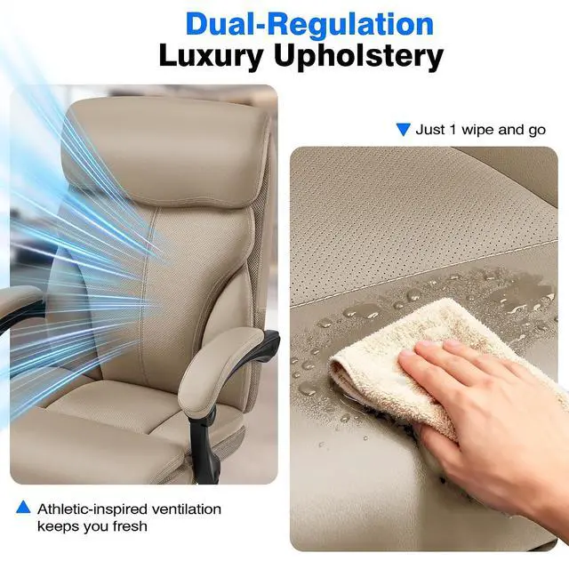 Alt view image 7 of 7 - AreShark Office Chair - Ergonomic Comfortable High Back Computer Desk Chair with Foot Rest - Executive Breathable Swivel Rolling Reclining Leather Chair with Lumbar Support for Home Gaming Relaxing
