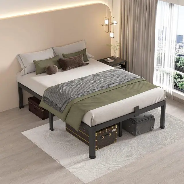 Alt view image 6 of 7 - MAF 14 Inch Full Size Metal Platform Bed Frame with Round Corner Legs | Mattress Baffle, 3000 LBS Heavy Duty Steel Slat Support, Noise Free, No Box Spring Needed, Easy Assembly, 12.4" Storage Space