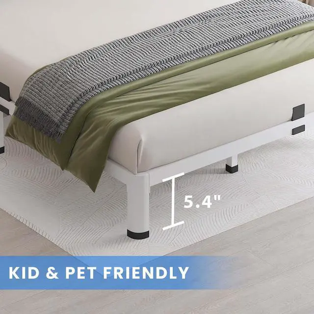 Alt view image 5 of 7 - MAF 7 Inch Full Size Metal Platform Bed Frame White with Round Corner Legs | Mattress Slide Stopper, 3000 LBS Heavy Duty Steel Slats Support, Noise Free, No Box Spring Needed, Easy Assembly, Anti-Slip