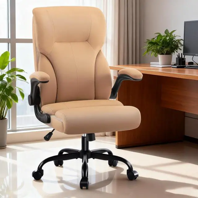 Alt view image 2 of 7 - AreShark Office Chair - Executive High Back Breathable Desk Chair with Lumbar Support - Ergonomic Leather Rolling Swivel Computer Chair with Rock Function for Working Studying Gaming Relaxing