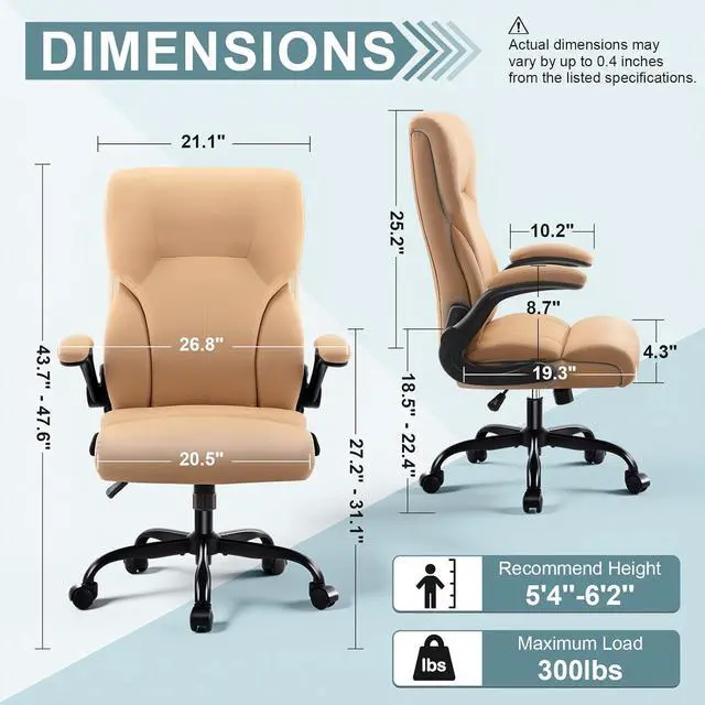 Alt view image 3 of 7 - AreShark Office Chair - Executive High Back Breathable Desk Chair with Lumbar Support - Ergonomic Leather Rolling Swivel Computer Chair with Rock Function for Working Studying Gaming Relaxing