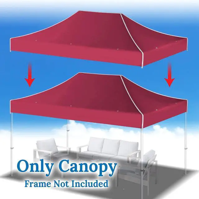 Alt view image 2 of 7 - YardGrow 10x15 FT Pop Up Canopy Top Canopy Tent Replacement Top Gazebo Tent Cover ONLY (Burgundy)