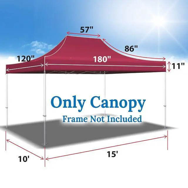 Alt view image 3 of 7 - YardGrow 10x15 FT Pop Up Canopy Top Canopy Tent Replacement Top Gazebo Tent Cover ONLY (Burgundy)