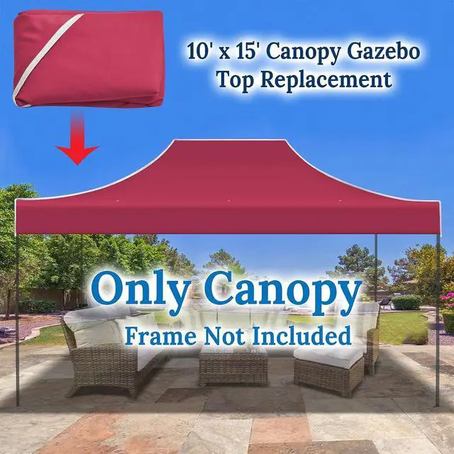 Alt view image 5 of 7 - YardGrow 10x15 FT Pop Up Canopy Top Canopy Tent Replacement Top Gazebo Tent Cover ONLY (Burgundy)