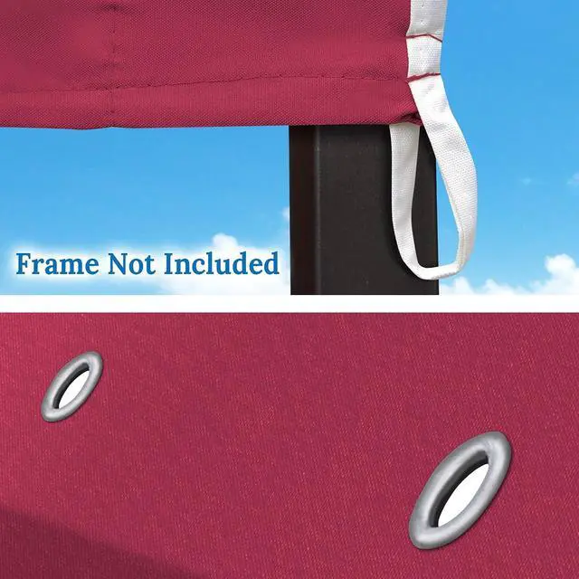 Alt view image 7 of 7 - YardGrow 10x15 FT Pop Up Canopy Top Canopy Tent Replacement Top Gazebo Tent Cover ONLY (Burgundy)