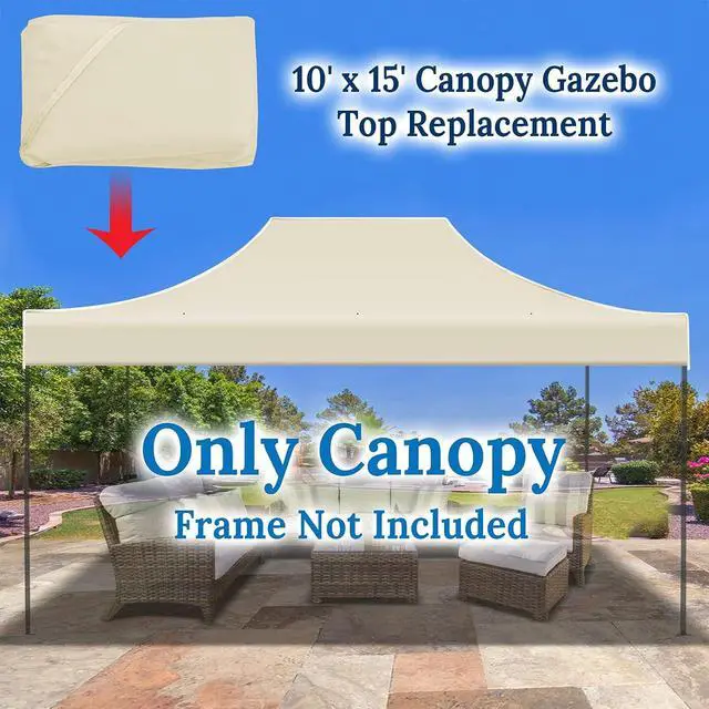 Alt view image 3 of 7 - YardGrow 10x15 FT Pop Up Canopy Top Canopy Tent Replacement Top Gazebo Tent Cover ONLY (Ecru)