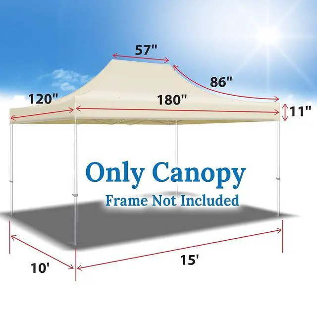 Alt view image 4 of 7 - YardGrow 10x15 FT Pop Up Canopy Top Canopy Tent Replacement Top Gazebo Tent Cover ONLY (Ecru)