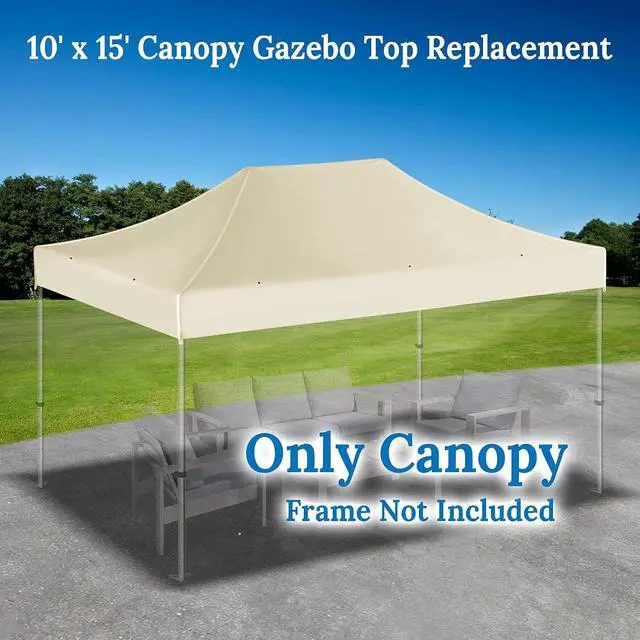 Alt view image 6 of 7 - YardGrow 10x15 FT Pop Up Canopy Top Canopy Tent Replacement Top Gazebo Tent Cover ONLY (Ecru)