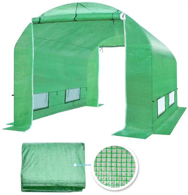 Main image of YardGrow 2-Doors Replacement Greenhouse Cover for Larger Walk in Outdoor Yard Plant Gardening Hot House, Cover ONLY (10'x7'x6', Green)