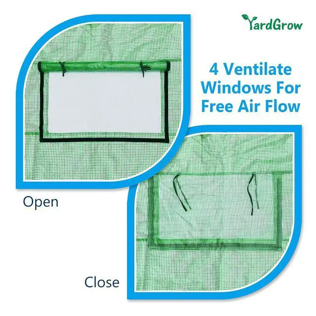 Alt view image 5 of 7 - YardGrow Greenhouse Replacement Cover Larger Walk in Outdoor Plant Gardening Greenhouse (Frame Does NOT Included) (Green, 10'x7'x6')