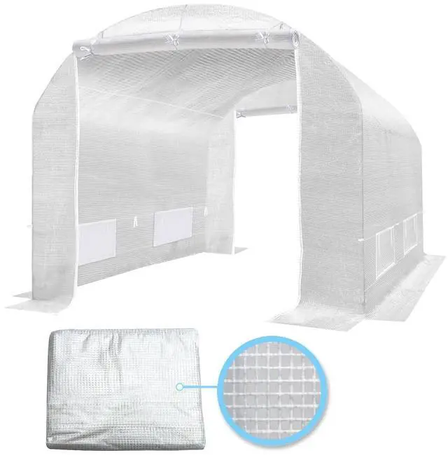 Main image of YardGrow 2-Doors Replacement Greenhouse Cover for Larger Walk in Outdoor Yard Plant Gardening Hot House, Cover ONLY (10'x7'x6', White)